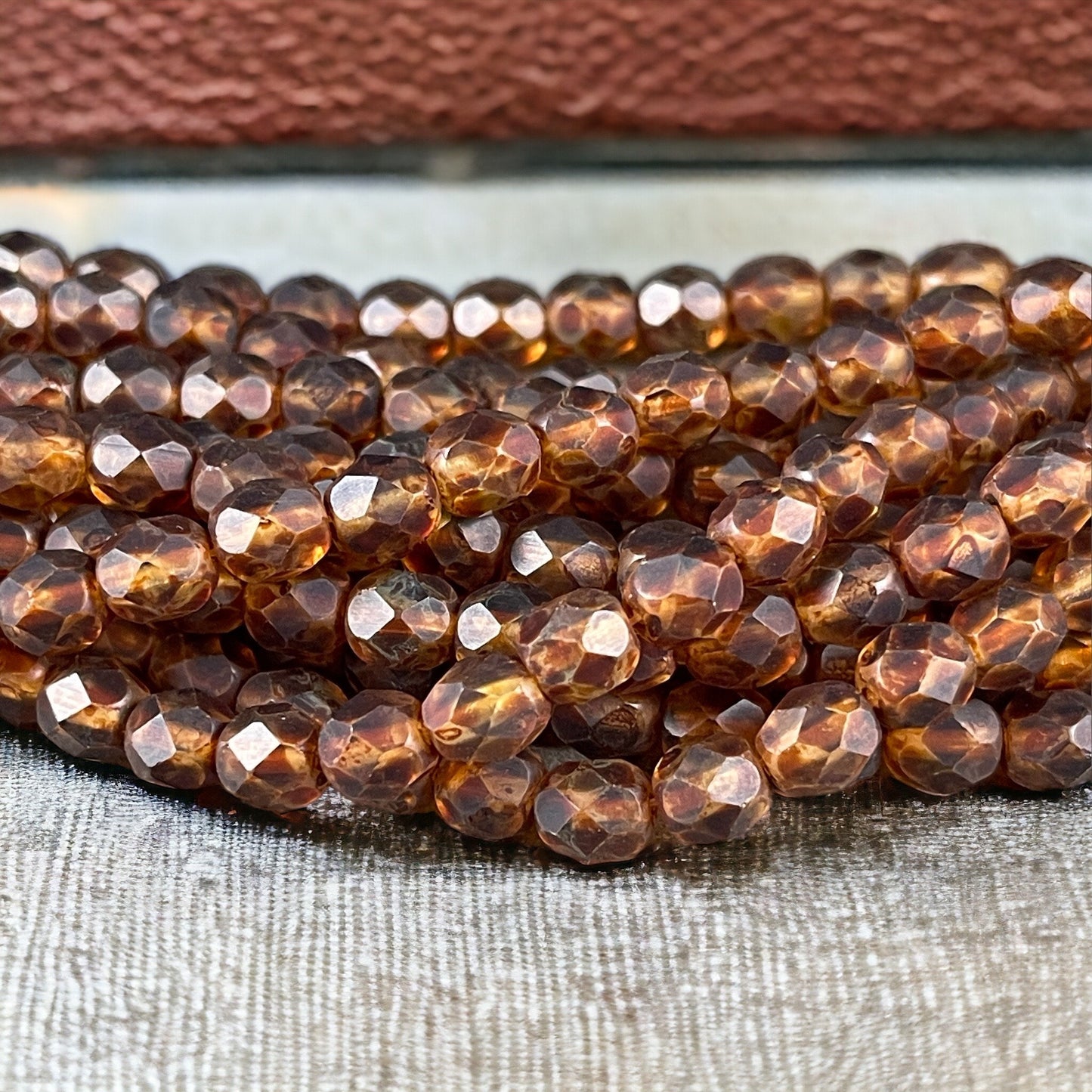 Matte Brown Picasso Beads, 6mm Czech Glass Faceted Beads - Crystal with Full Picasso and Matte Finish (FP6/SM-TM0003) * Qty 25