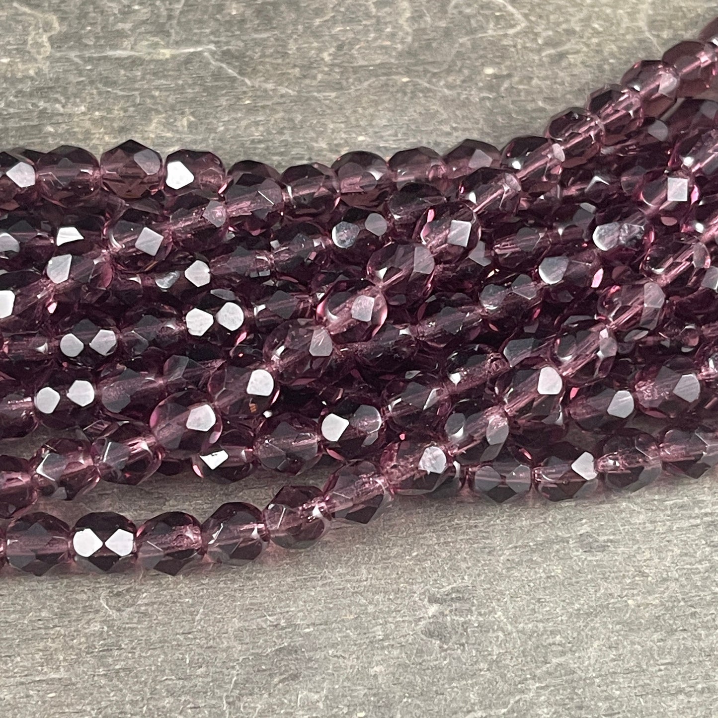 Purple Czech Glass Beads, 6mm Amethyst Faceted Round Beads, Amethyst Fire Polished Beads, Birthstone Beads (FP6/SM-2006) * Qty 25