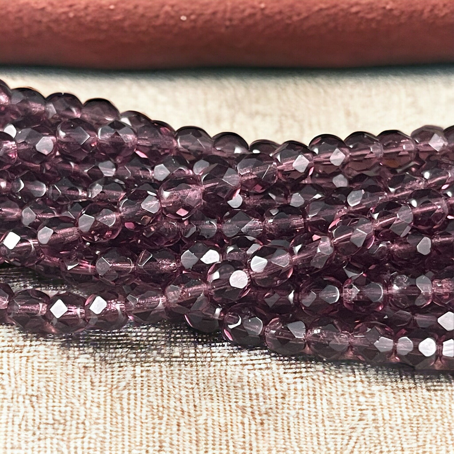 Purple Czech Glass Beads, 6mm Amethyst Faceted Round Beads, Amethyst Fire Polished Beads, Birthstone Beads (FP6/SM-2006) * Qty 25