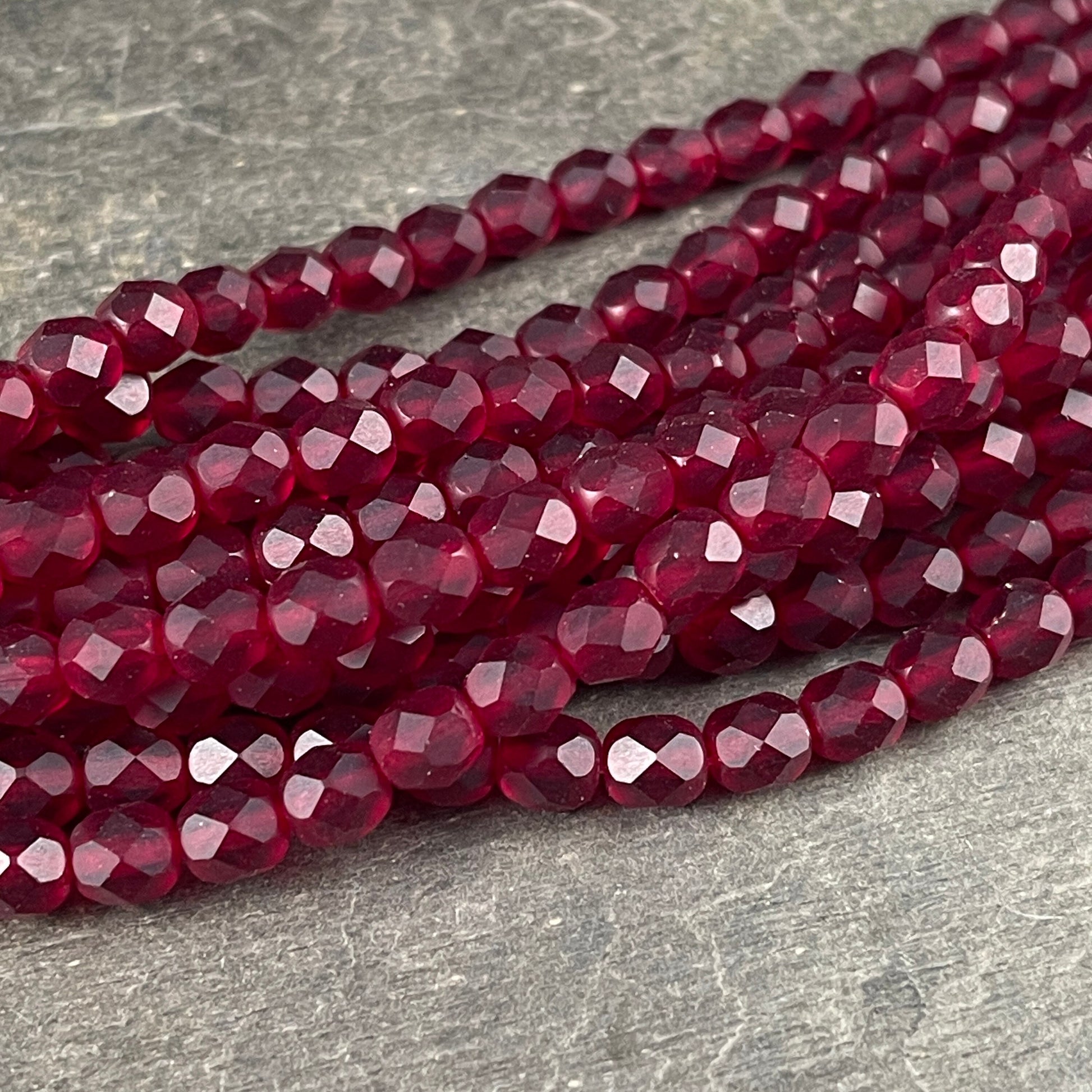 Matte Ruby Red Czech Glass Beads - 6mm Faceted Round Beads -Versatile Dark Red Glass Beads (FP6/SM-M9010) * Qty 25