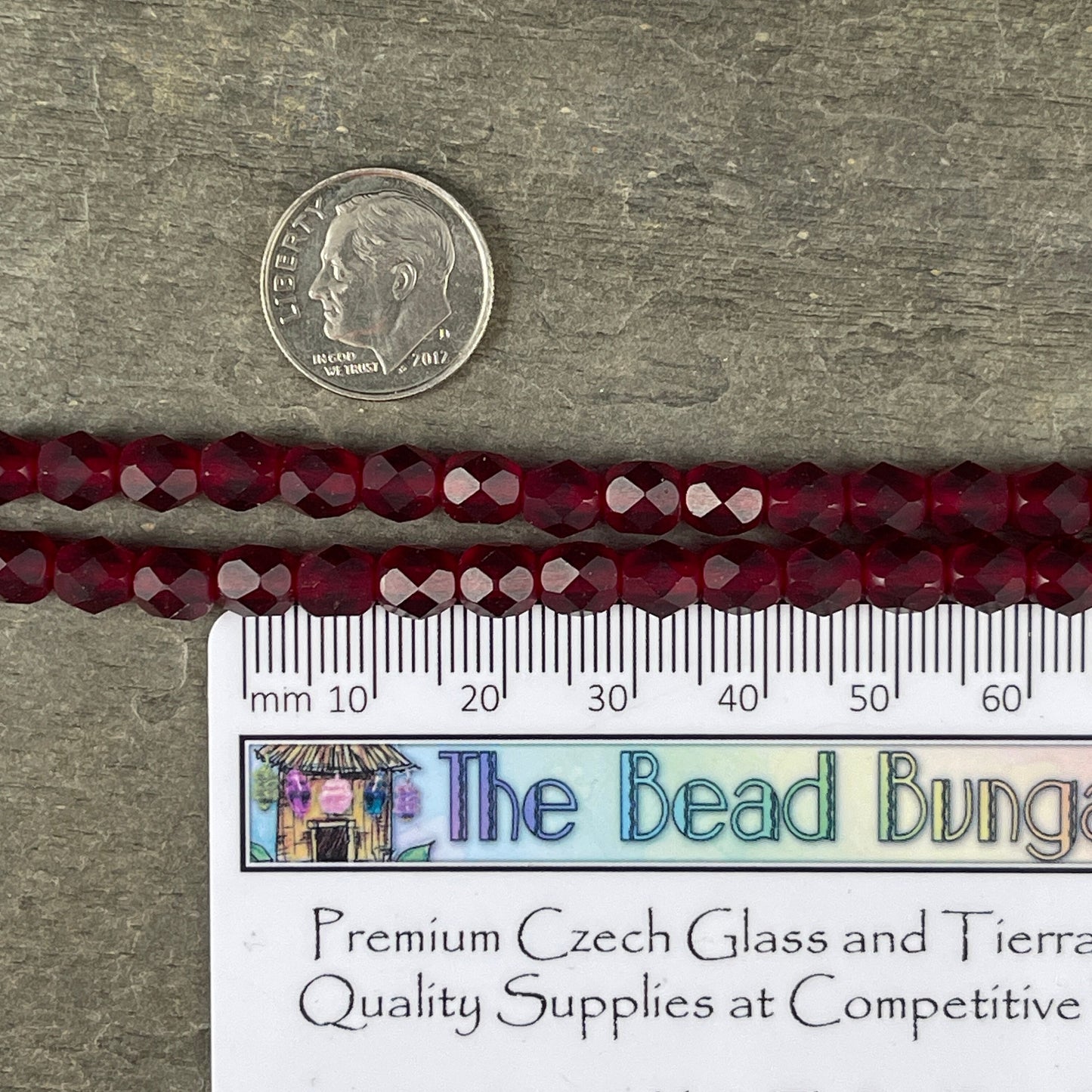 Matte Ruby Red Czech Glass Beads - 6mm Faceted Round Beads -Versatile Dark Red Glass Beads (FP6/SM-M9010) * Qty 25