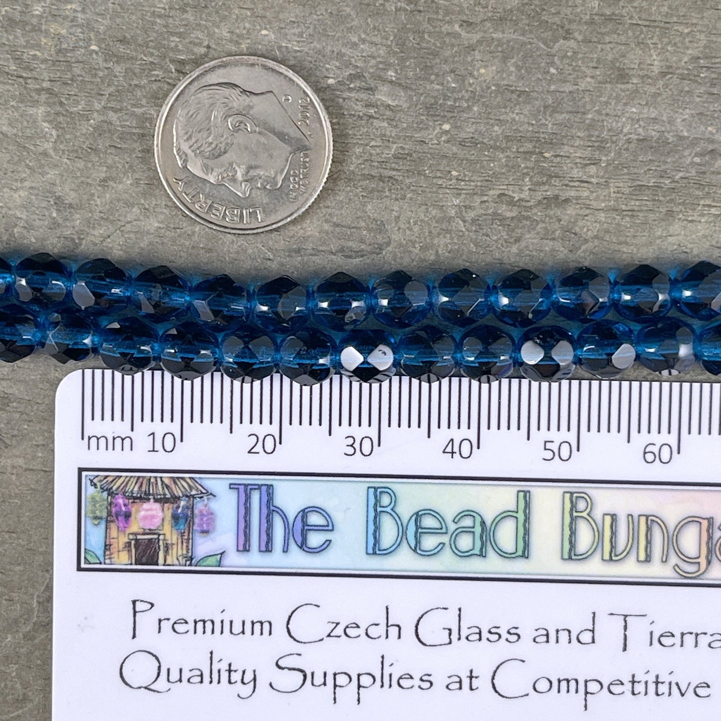 Czech Beads - 6mm Faceted Round Beads - Transparent Capri Blue (FP6/SM-6008) * Qty 25