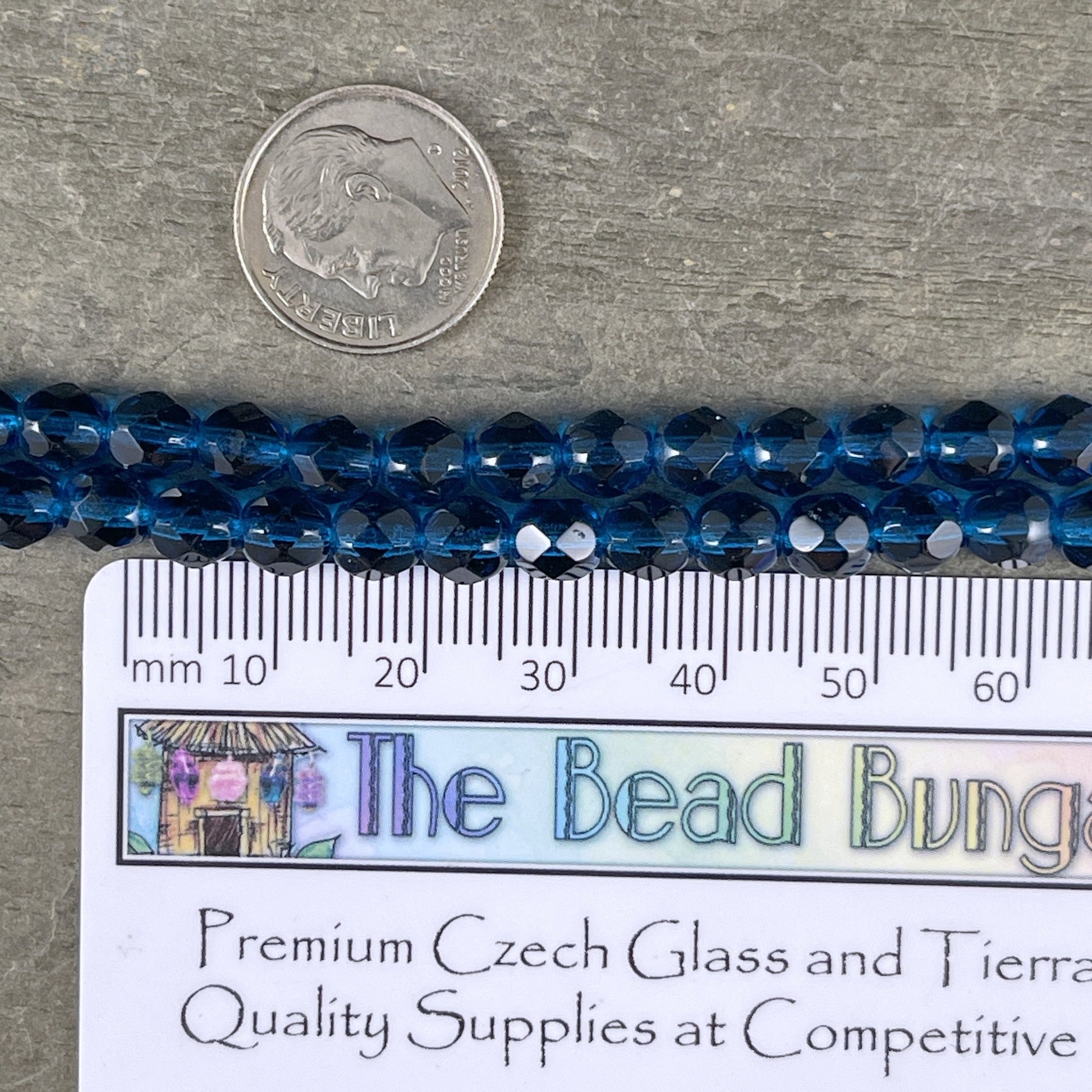 Czech Beads - 6mm Faceted Round Beads - Transparent Capri Blue (FP6/SM-6008) * Qty 25