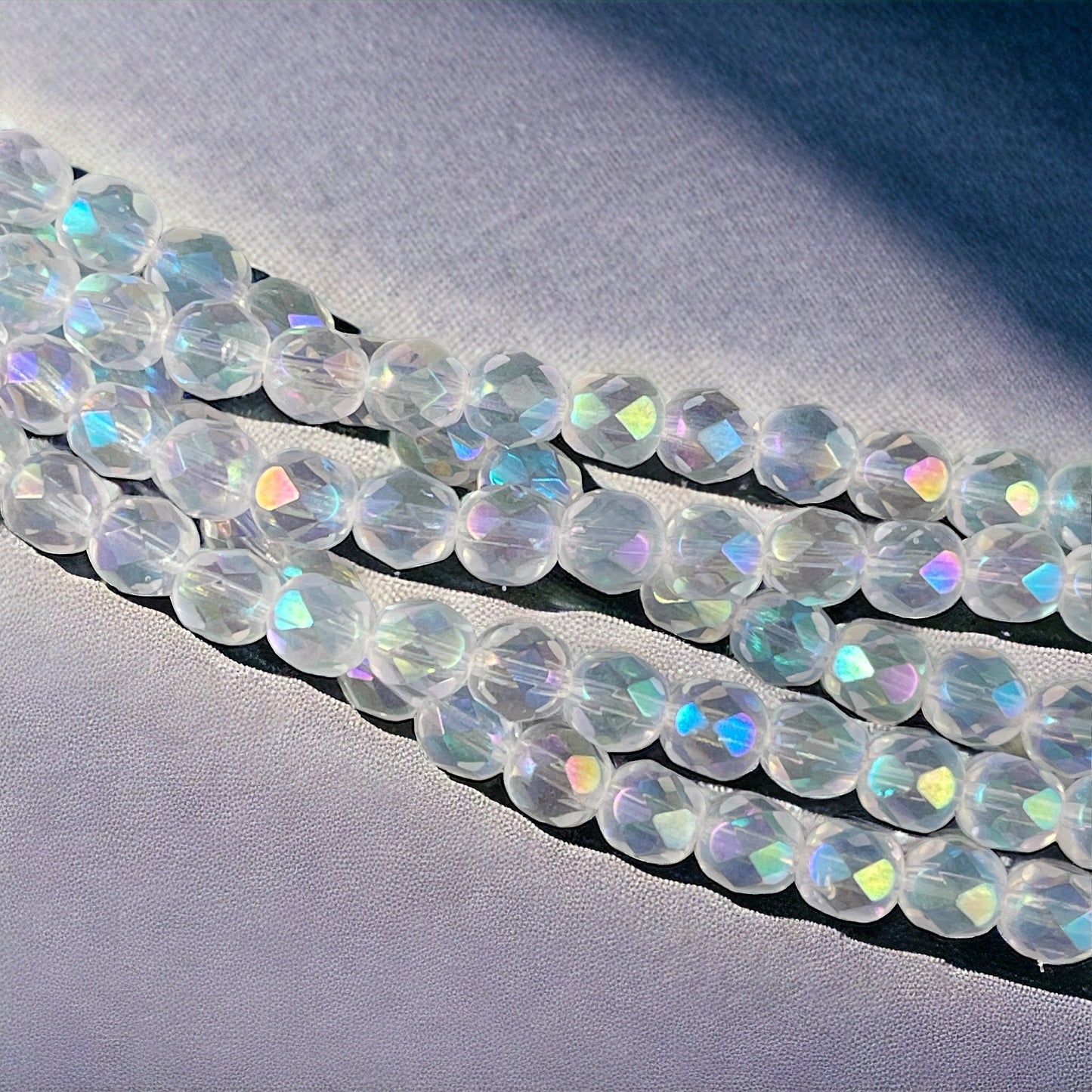 6mm Crystal with Full AB Finish, 6mm Faceted Czech Glass Beads, Crystal Luster Fire Polished Beads (FP6/SM-XX0003) * Qty. 25