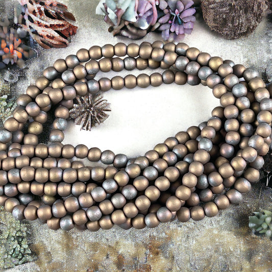 Czech Beads - 4mm Round, Matte Oxidized Bronze Glass Beads (D4/SM-M15768) * 100 Beads