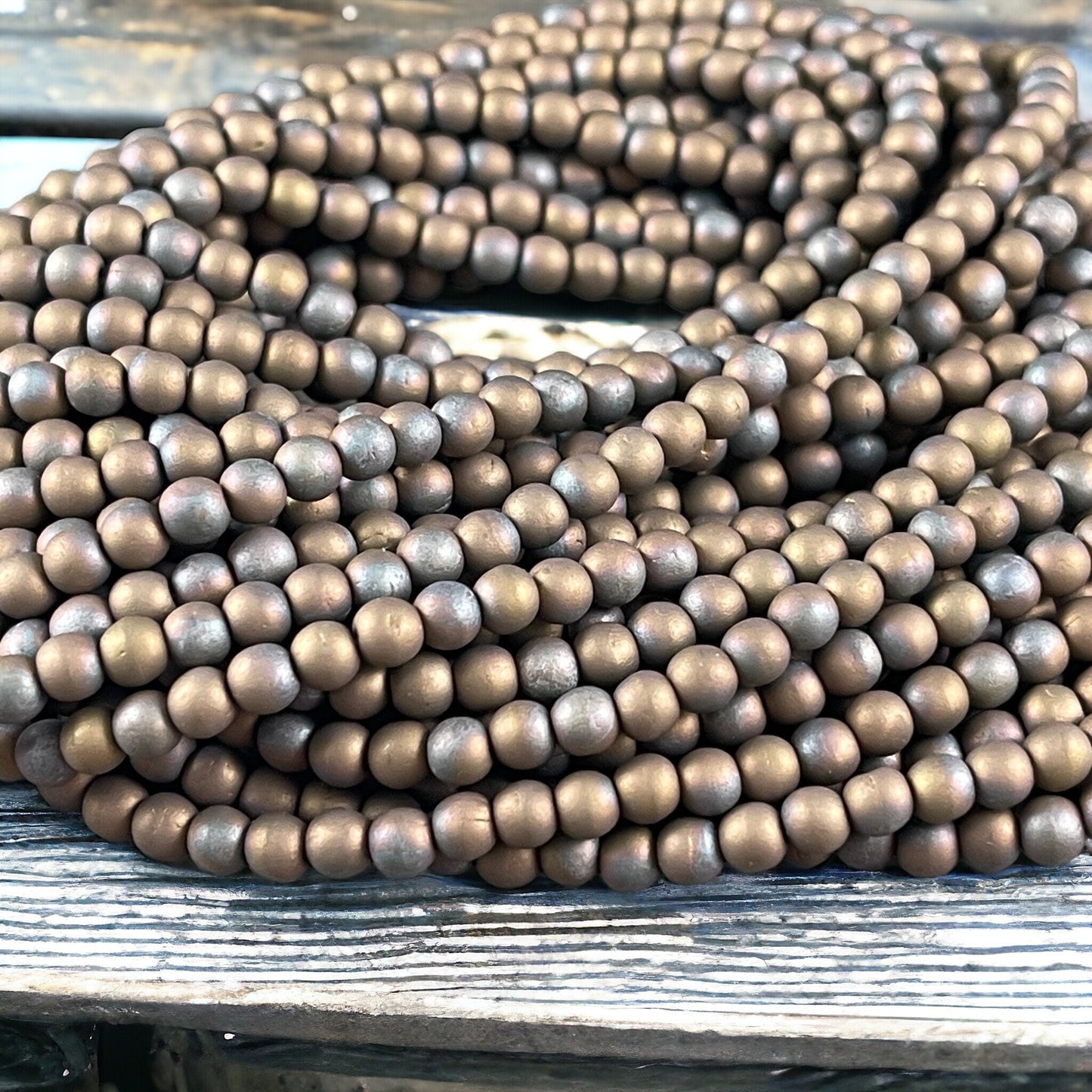 Czech Beads - 4mm Round, Matte Oxidized Bronze Glass Beads (D4/SM-M15768) * 100 Beads
