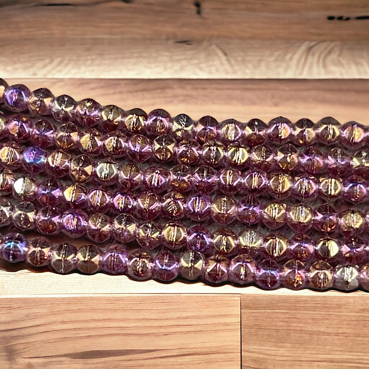 Czech Glass Beads - 3mm English Cut Beads, Purple Luster Beads (EC3/SM-LR2006) * Qty. 50