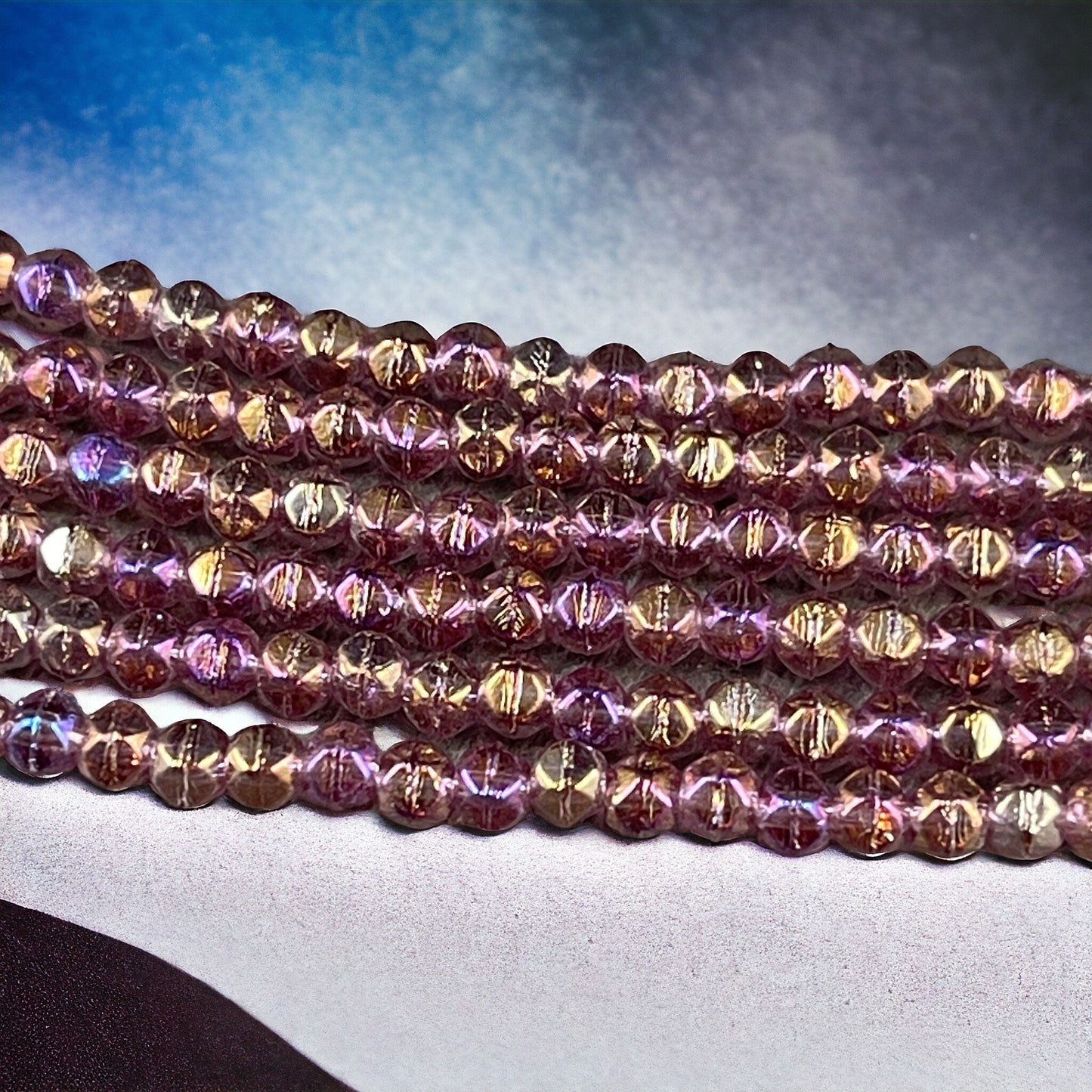 Czech Glass Beads 3mm Purple Glass Beads Small Purple Spacer Beads Purple Luster English Cut (EC3/SM-LR2006) * Qty. 50