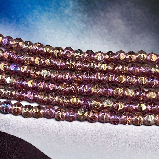 Czech Glass Beads - 3mm English Cut Beads, Purple Luster Beads (EC3/SM-LR2006) * Qty. 50