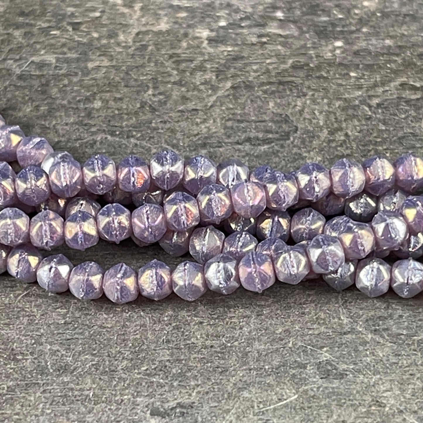 Purple Beads Small Lavender Spacer Beads 3mm Milky Amethyst Czech Glass Beads - Amethyst Luster Glass Beads (EC3/SM-LR21010) * Qty. 50