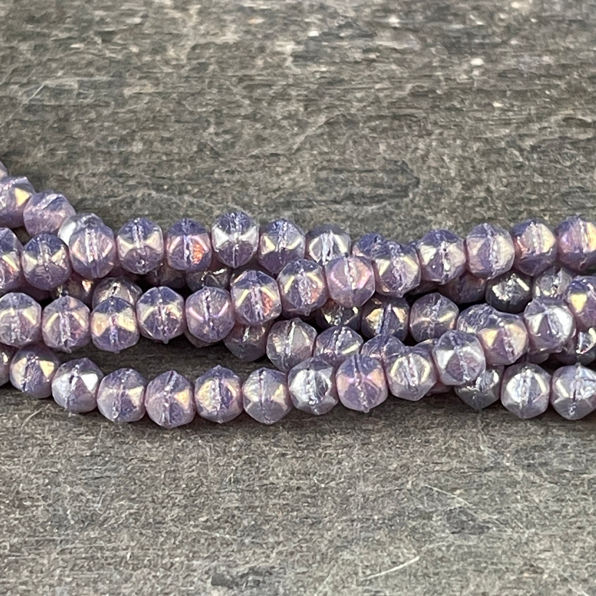 Purple Beads Small Lavender Spacer Beads 3mm Milky Amethyst Czech Glass Beads - Amethyst Luster Glass Beads (EC3/SM-LR21010) * Qty. 50