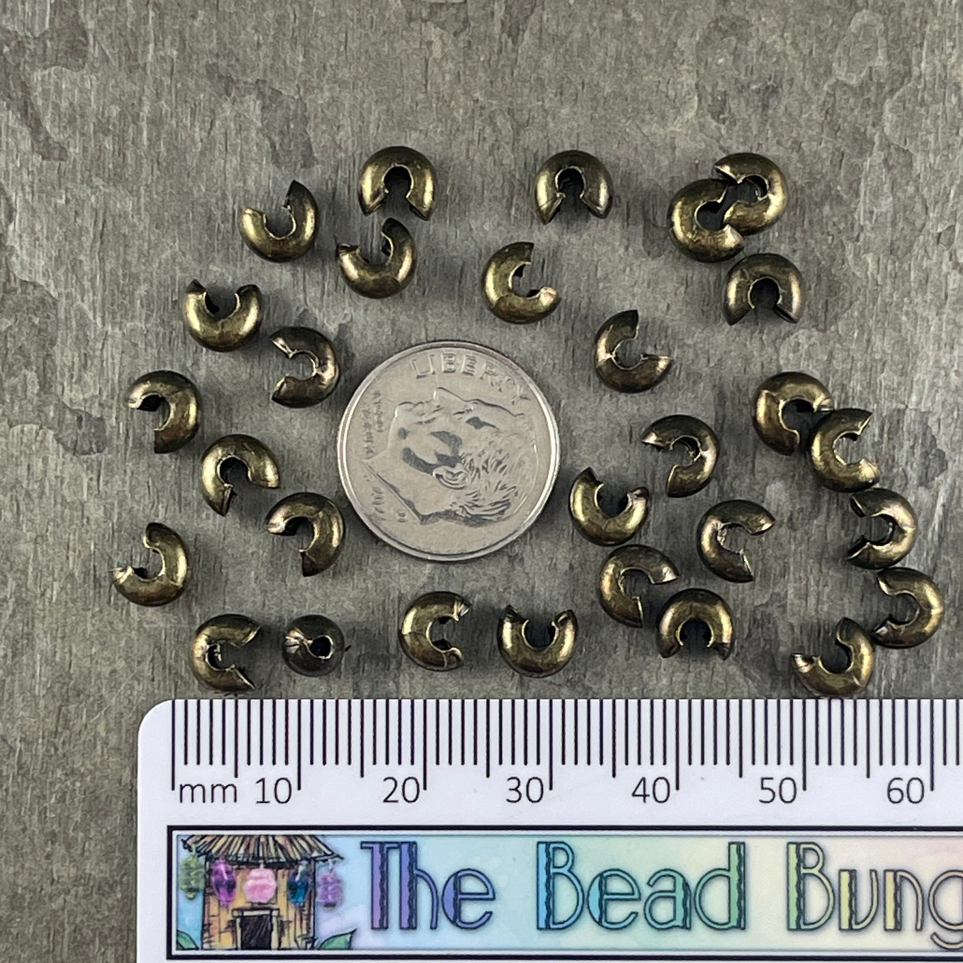 Bronze Crimp Bead Cover, 5mm Iron Crimp Cover - Nickel Free Antiqued Bronze Plated Crimp Cover (H030-NFAB) * Qty. 50 pieces