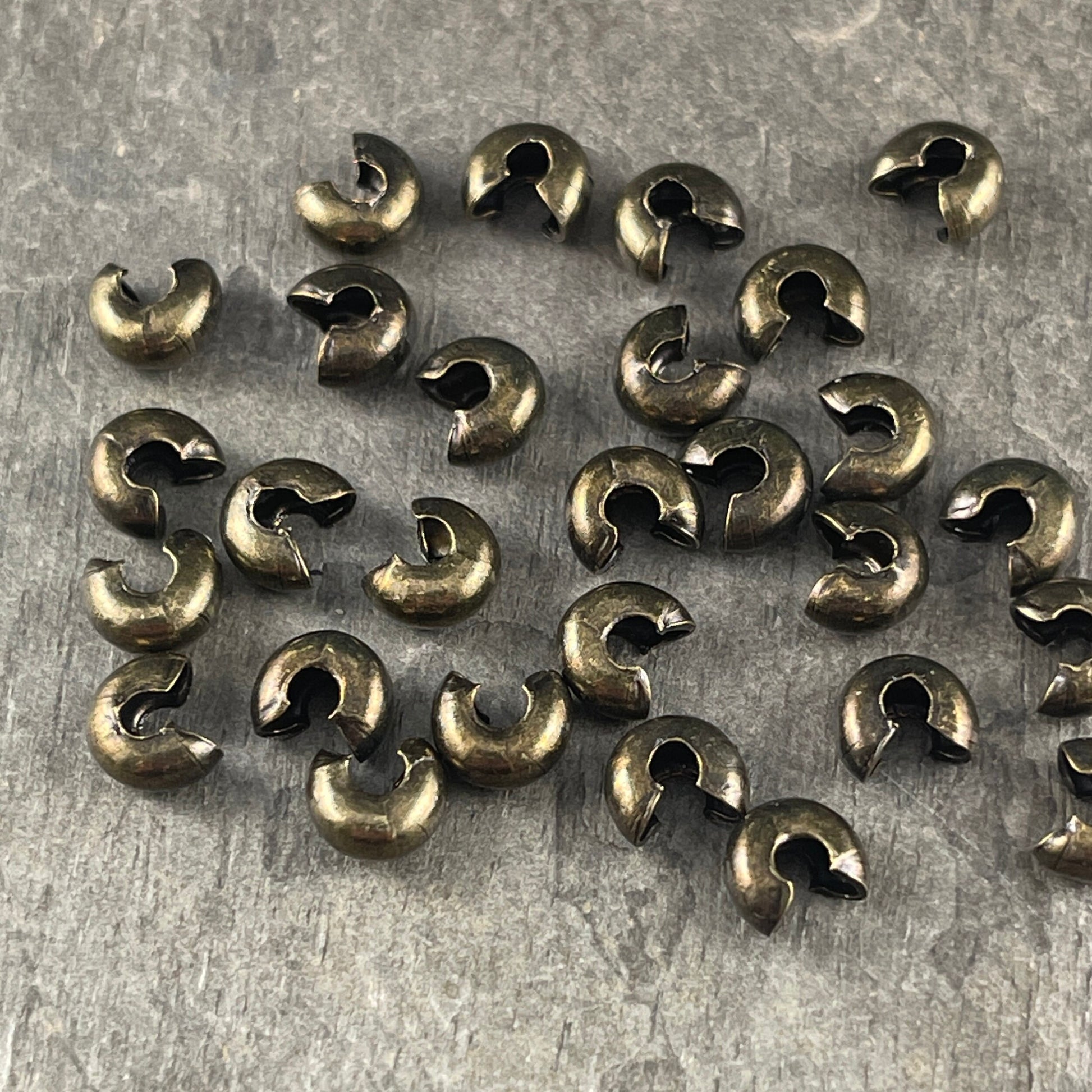 Bronze Crimp Bead Cover, 5mm Iron Crimp Cover - Nickel Free Antiqued Bronze Plated Crimp Cover (H030-NFAB) * Qty. 50 pieces