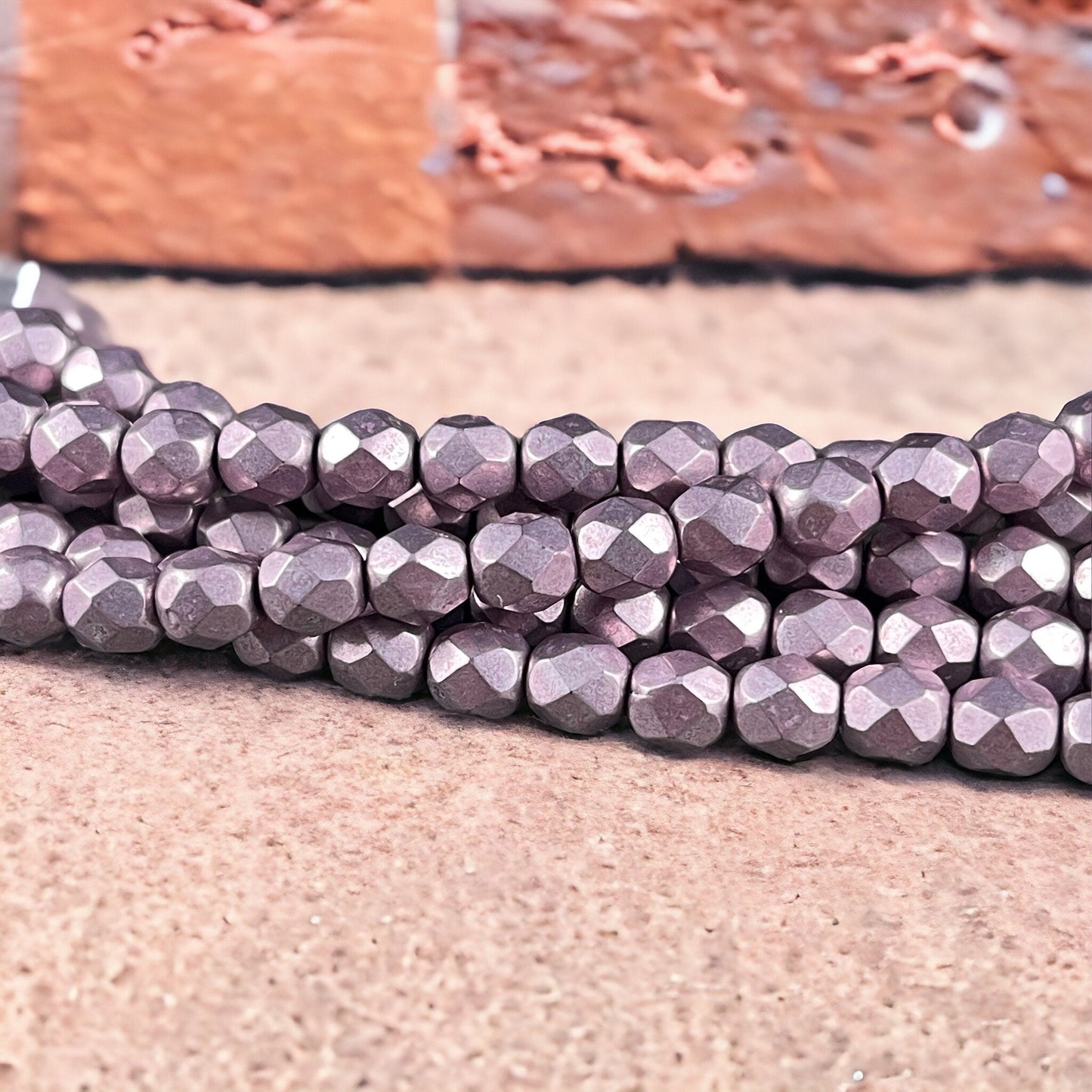 Satin Metallic Pale Lilac Czech Glass Beads - 6mm Faceted Round Beads - Pale Purple Metallic (FP6/SM-08A10) * Qty. 25