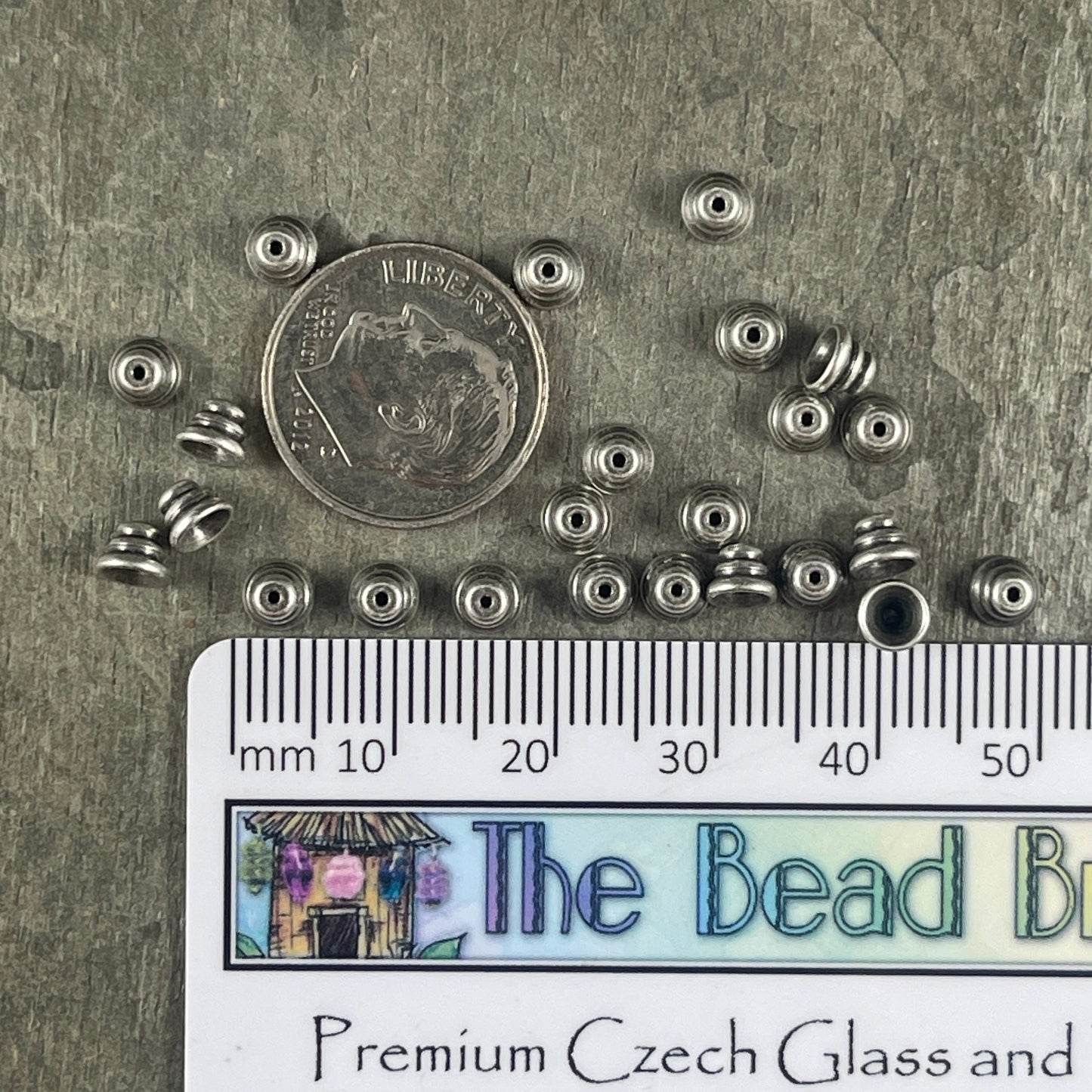 4mm Silver Bee Hive Bead Caps, Oxidized Silver Plated Brass (DD20) *