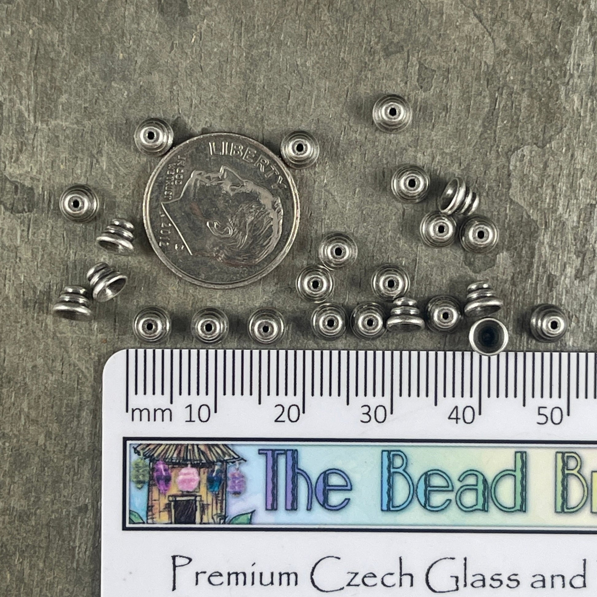 4mm Silver Bee Hive Bead Caps, Oxidized Silver Plated Brass (DD20) *