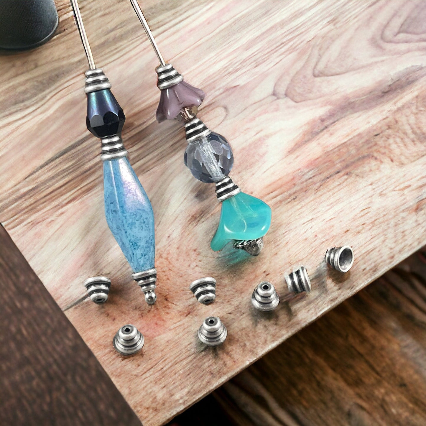 4mm Silver Bee Hive Bead Caps, Oxidized Silver Plated Brass (DD20) *