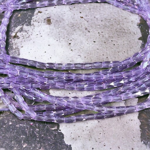 5mm Faceted Tube Beads, Lilac Luster, Light Purple AB Glass Beads, 5x3mm Tube Beads (FGT-Lab1) * 18" Strand