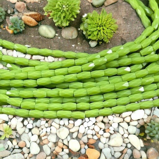 5mm Faceted Tube Beads, Charteruse Green 5x3mm Glass Beads, Avocado Green Faceted Beads (FGT-AG) * 18" Strand