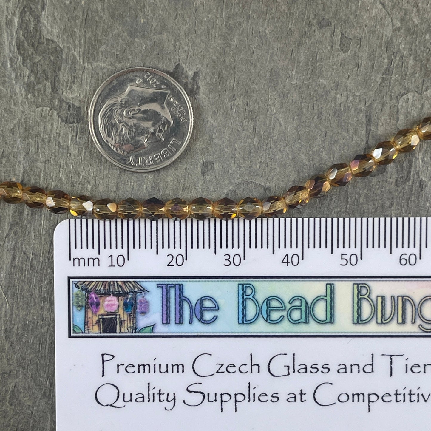 Honey Gold Czech Glass Beads 4mm Gold Topaz Beads 4mm Faceted Round Beads - Twilight Topaz Transparent Gold (FP4/SM-W1006) * Qty. 50