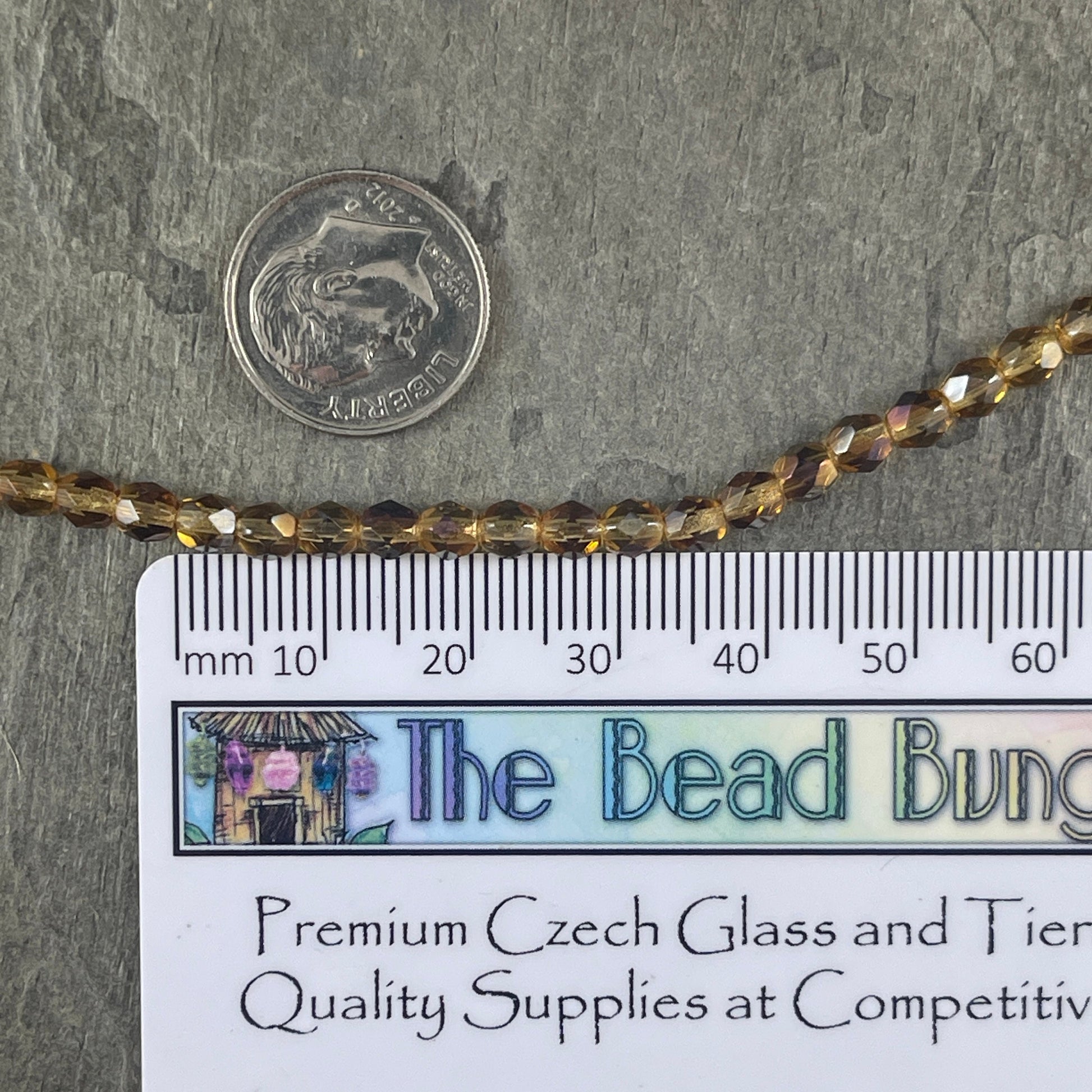 Honey Gold Czech Glass Beads 4mm Gold Topaz Beads 4mm Faceted Round Beads - Twilight Topaz Transparent Gold (FP4/SM-W1006) * Qty. 50