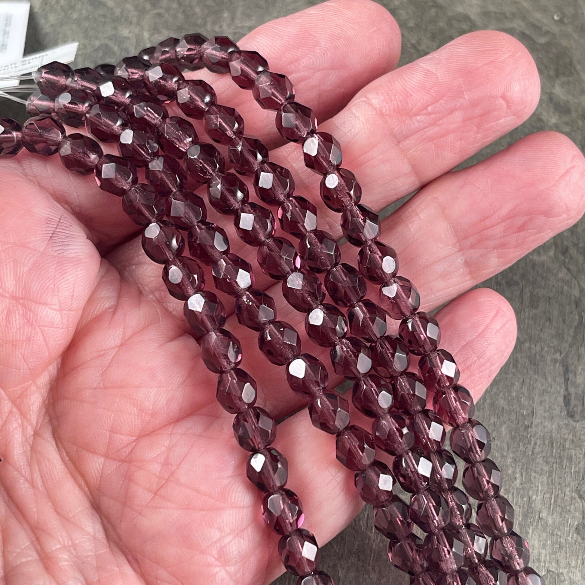 Purple Czech Glass Beads 6mm Amethyst Beads 6mm Faceted Round Beads Amethyst Fire Polished Beads Birthstone Beads (FP6-2006) - Qty 25