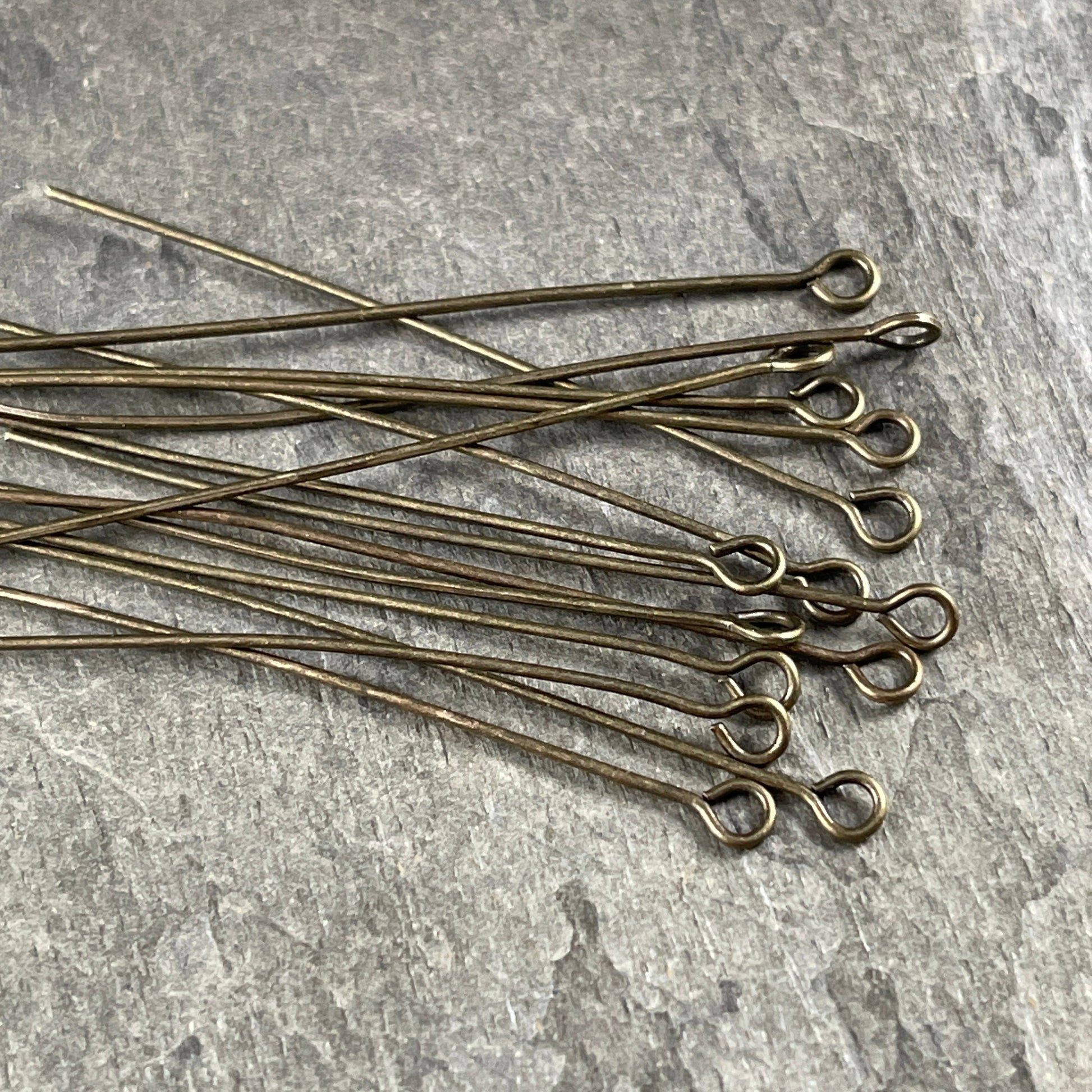 Bronze Eye Pins, 21 Gauge Eye 2" Pins, Pins for Jewelry Making, Antiqued Brass Nickel Free Eye Pins (R218-ABNF) * Qty. 100