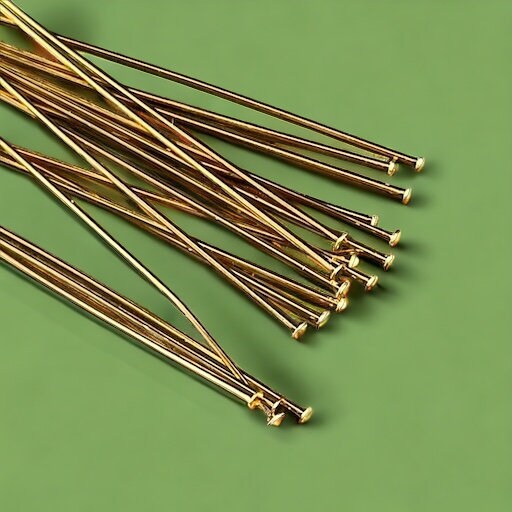 Gold Head Pins, 2" Gold Plated Brass Head Pins, 24g. Flat Head Pins (5346) * Qty. 50