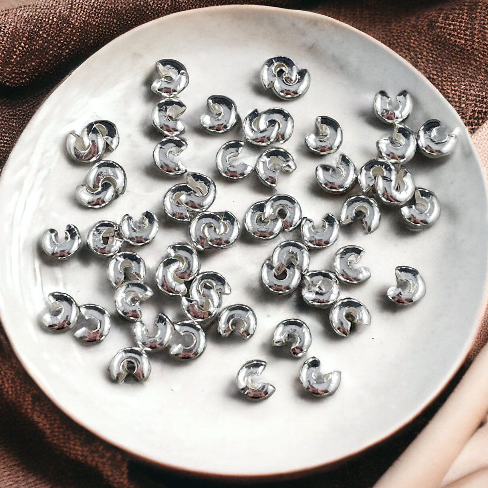 Crimp Bead Cover, 5mm Silver Plated Iron, Crimp Cover (H030-NFS) * Qty. 50 pieces