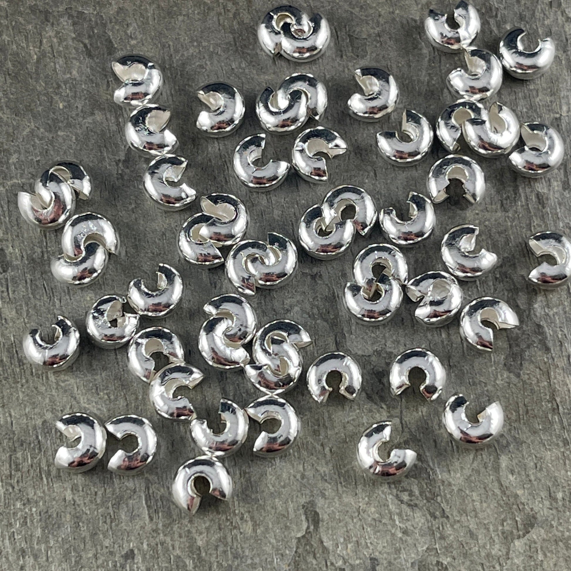 Crimp Bead Cover, 5mm Silver Plated Iron, Crimp Cover (H030-NFS) * Qty. 50 pieces