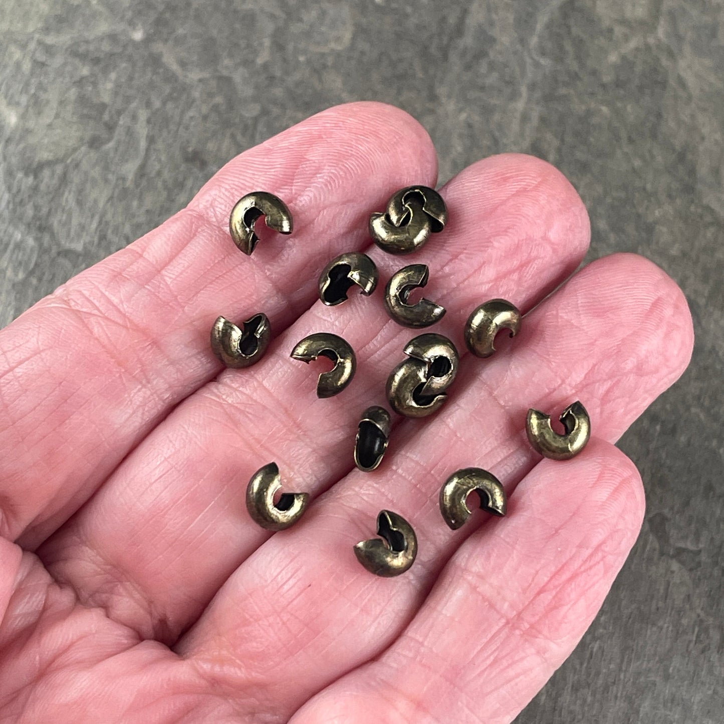 Bronze Crimp Bead Cover, 5mm Iron Crimp Cover - Nickel Free Antiqued Bronze Plated Crimp Cover (H030-NFAB) * Qty. 50 pieces