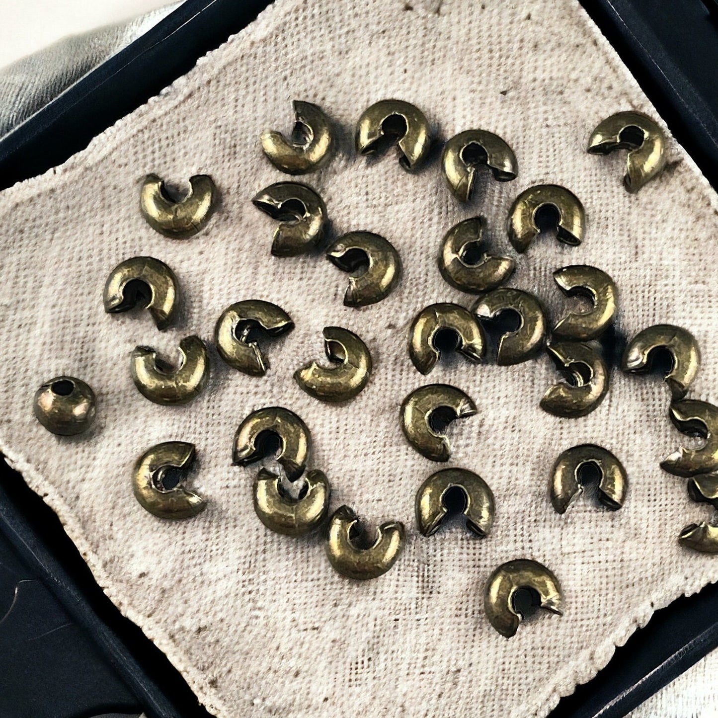 Bronze Crimp Bead Cover, 5mm Iron Crimp Cover - Nickel Free Antiqued Bronze Plated Crimp Cover (H030-NFAB) * Qty. 50 pieces