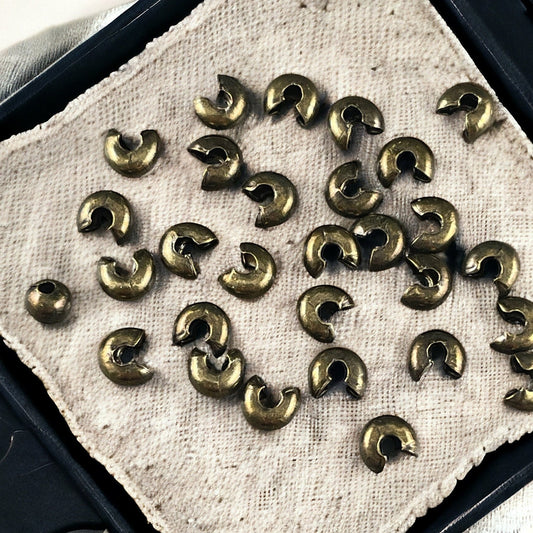 Bronze Crimp Bead Cover, 5mm Nickel Free Antiqued Bronze Plated Iron Crimp Cover (H030-NFAB) * 50 pieces