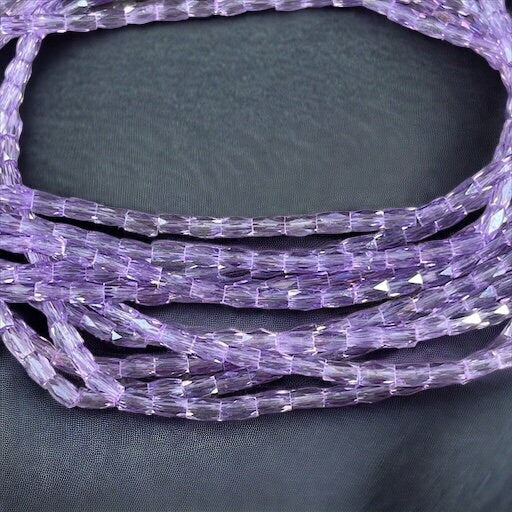 5mm Faceted Tube Beads, Lilac Luster, Light Purple AB Glass Beads, 5x3mm Tube Beads (FGT-Lab1) * 18" Strand