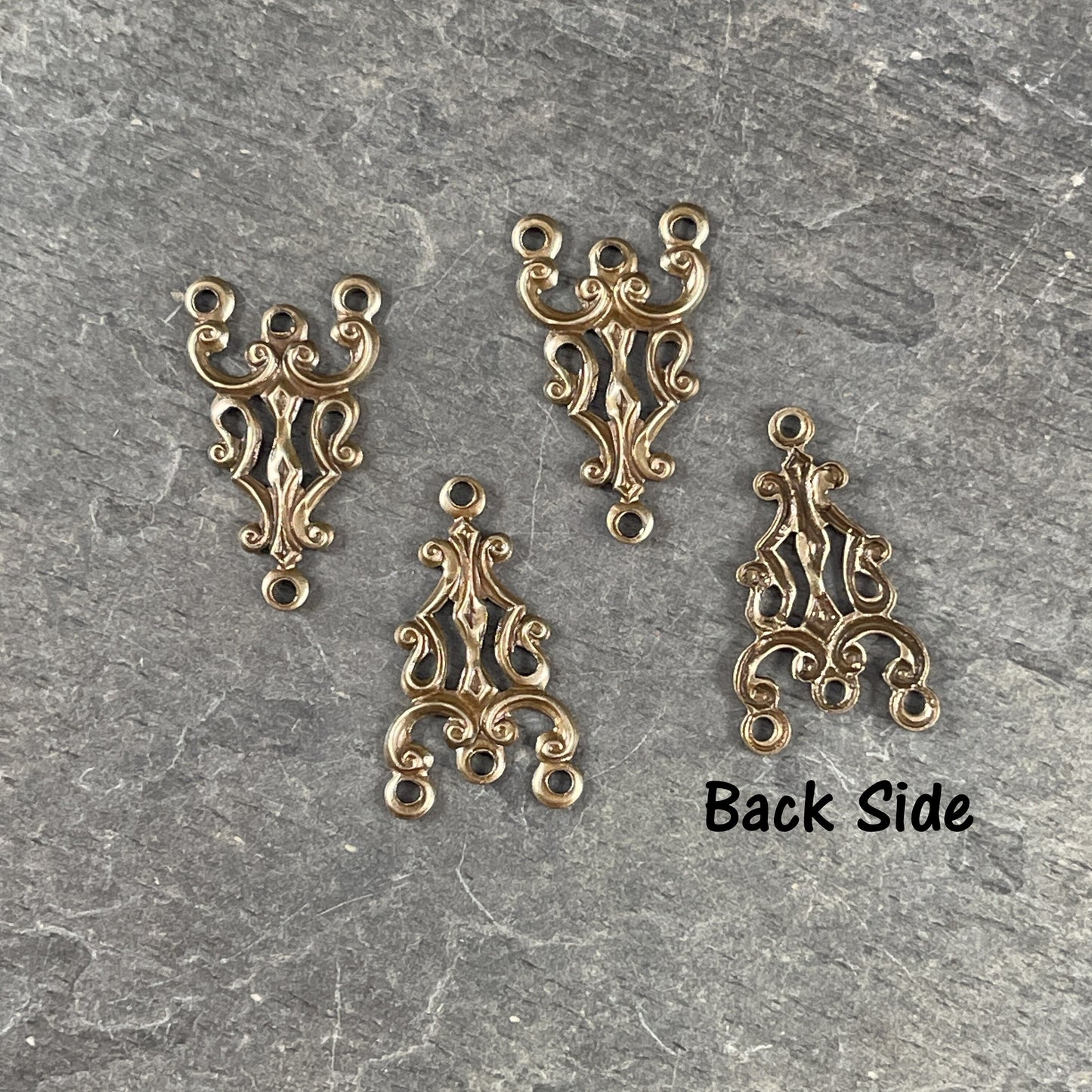 Oxidized Brass Ornate Links, 3 to 1 Connector for Earrings or Multi Strand Jewelry, 20x11mm Link (VJS/A545) * Qty. 6