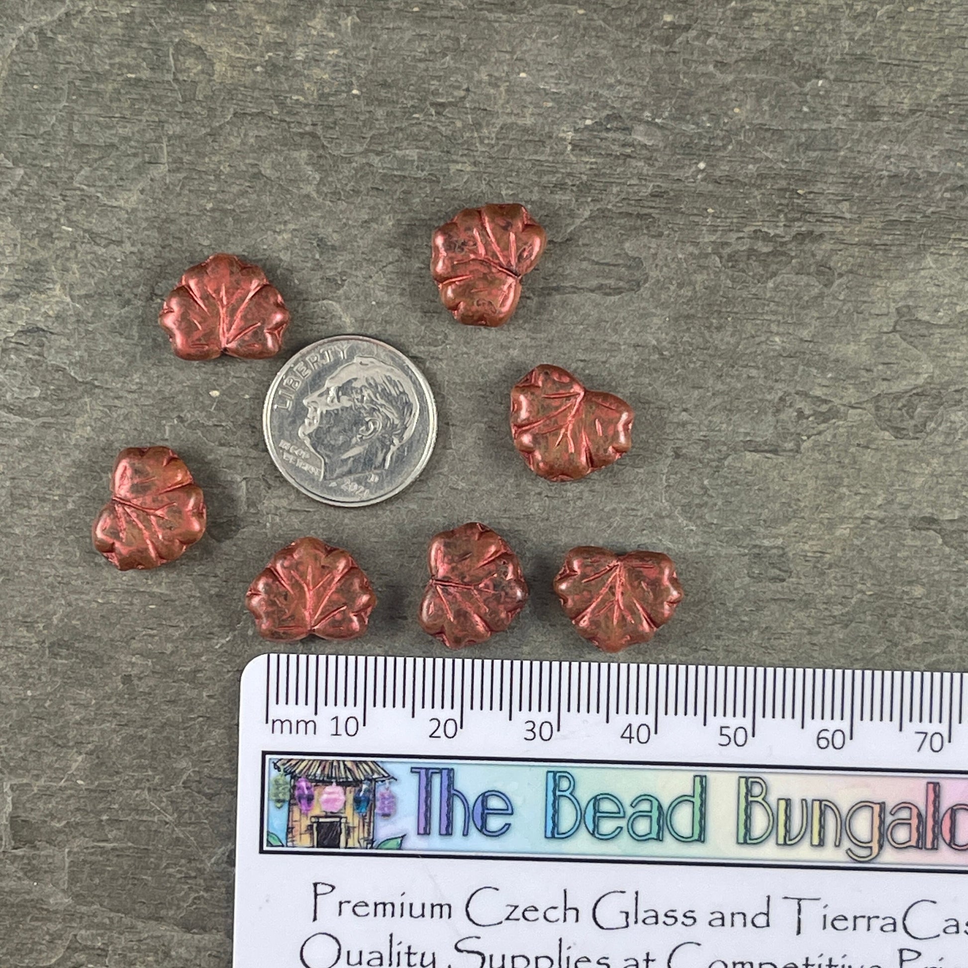 Maple Leaf Beads ~ Matte Crystal with Rust Picasso Finish, Czech Glass Leaf Beads ~ 10x13mm Reddish Brown Leaf (ML52) * Qty. 12