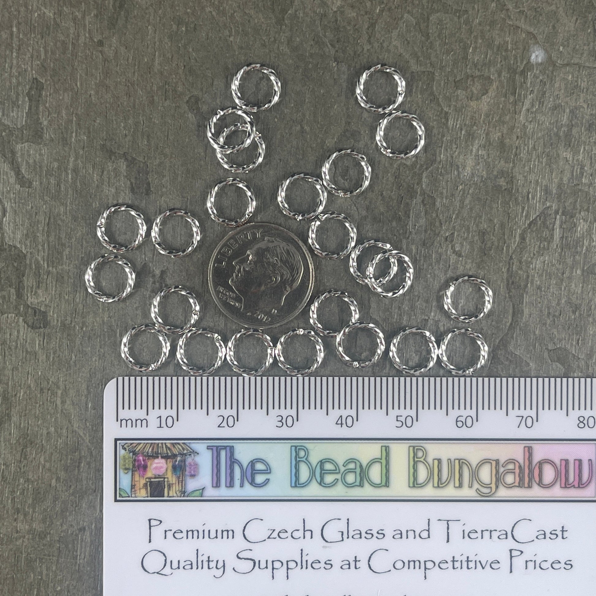 8mm Twisted Jump Rings, 16g Decorative Silver Open Jump Rings (5030) * Qty. 50 or 100