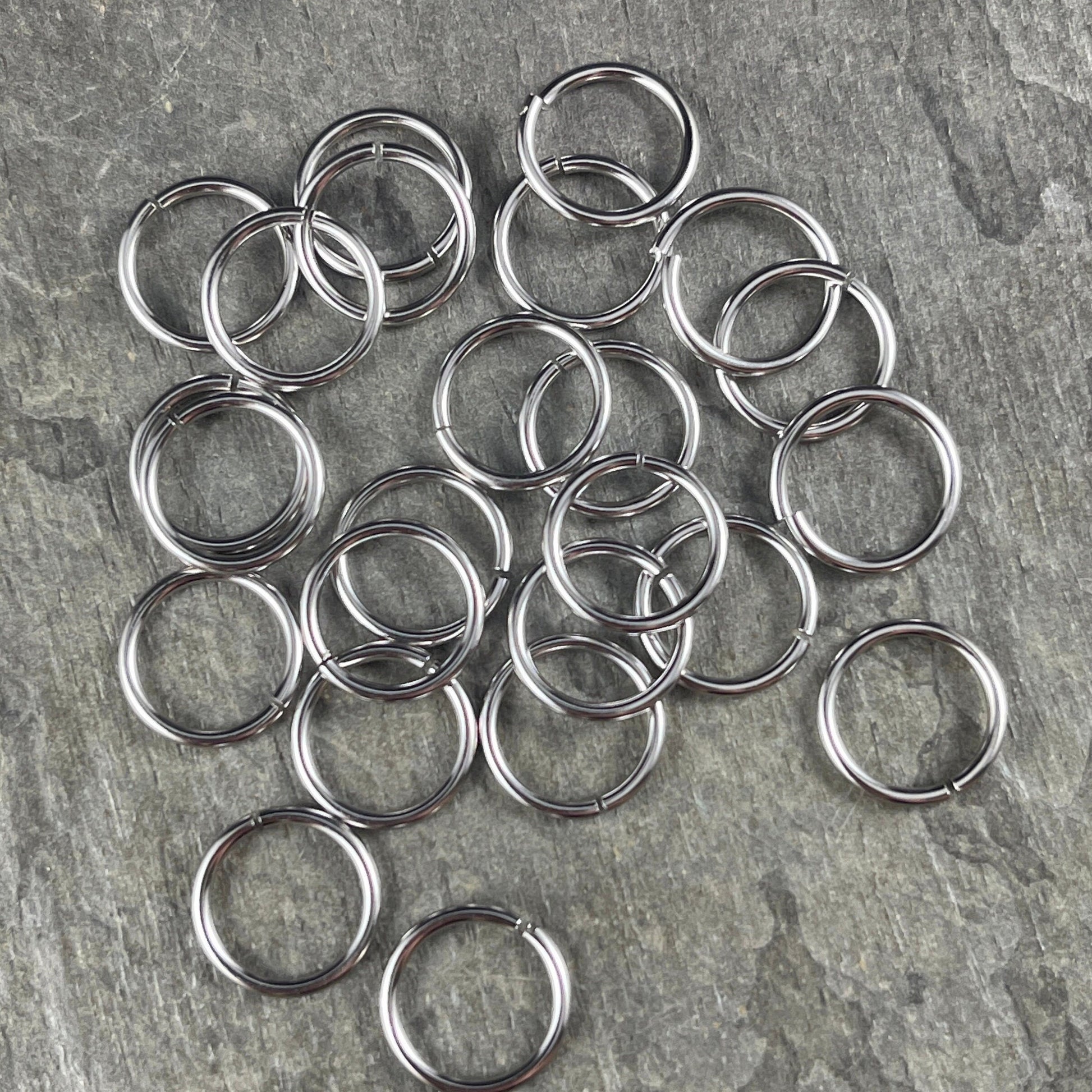 TierraCast Jump Rings, 10mm OD 8mm ID 18g Round Open Jump Rings Rhodium Plated Brass (TC/0026-61) *