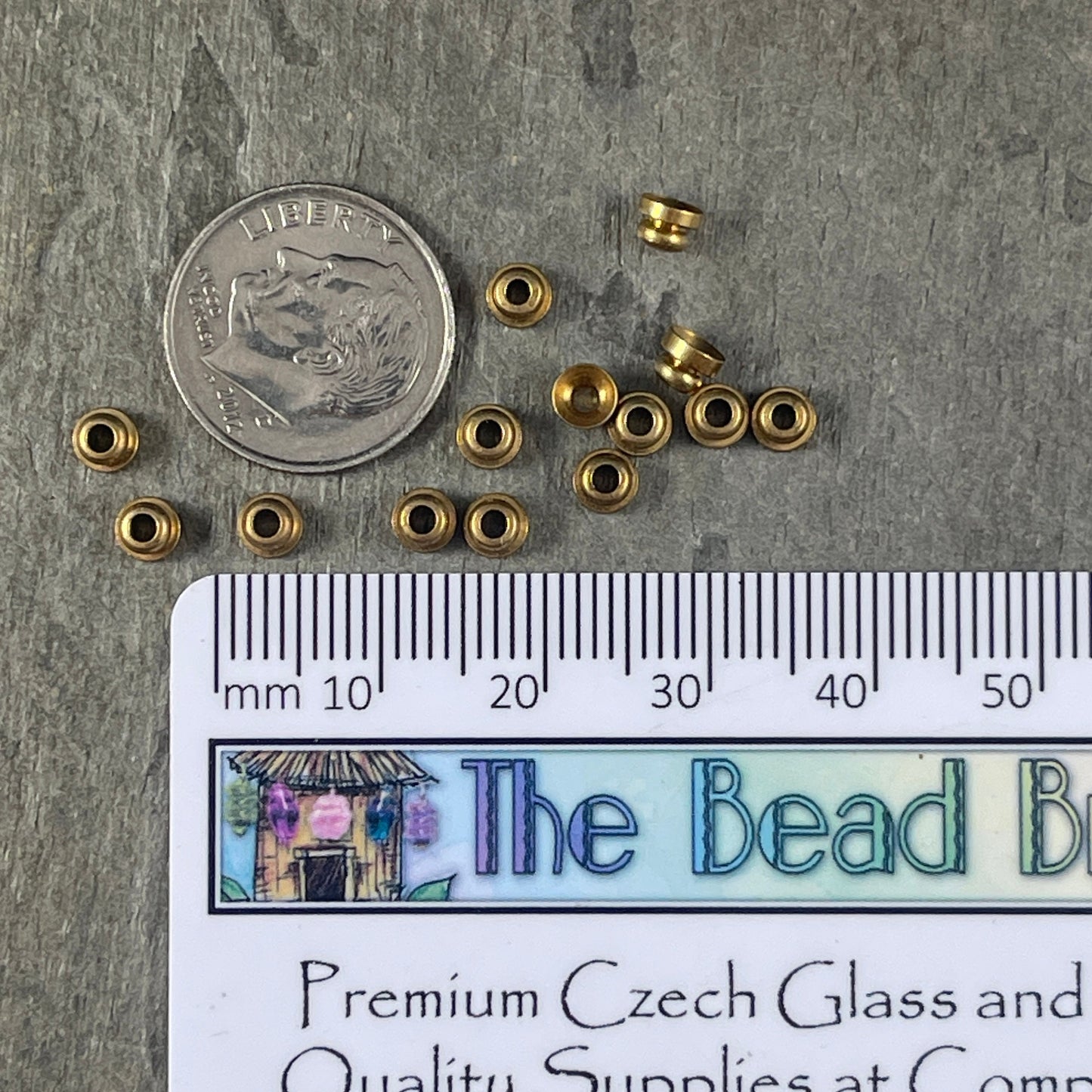 Unplated Brass Bead Caps, 4mm Knob Bead Caps, Raw Brass Bead Caps (F713-43C) * Qty. 30