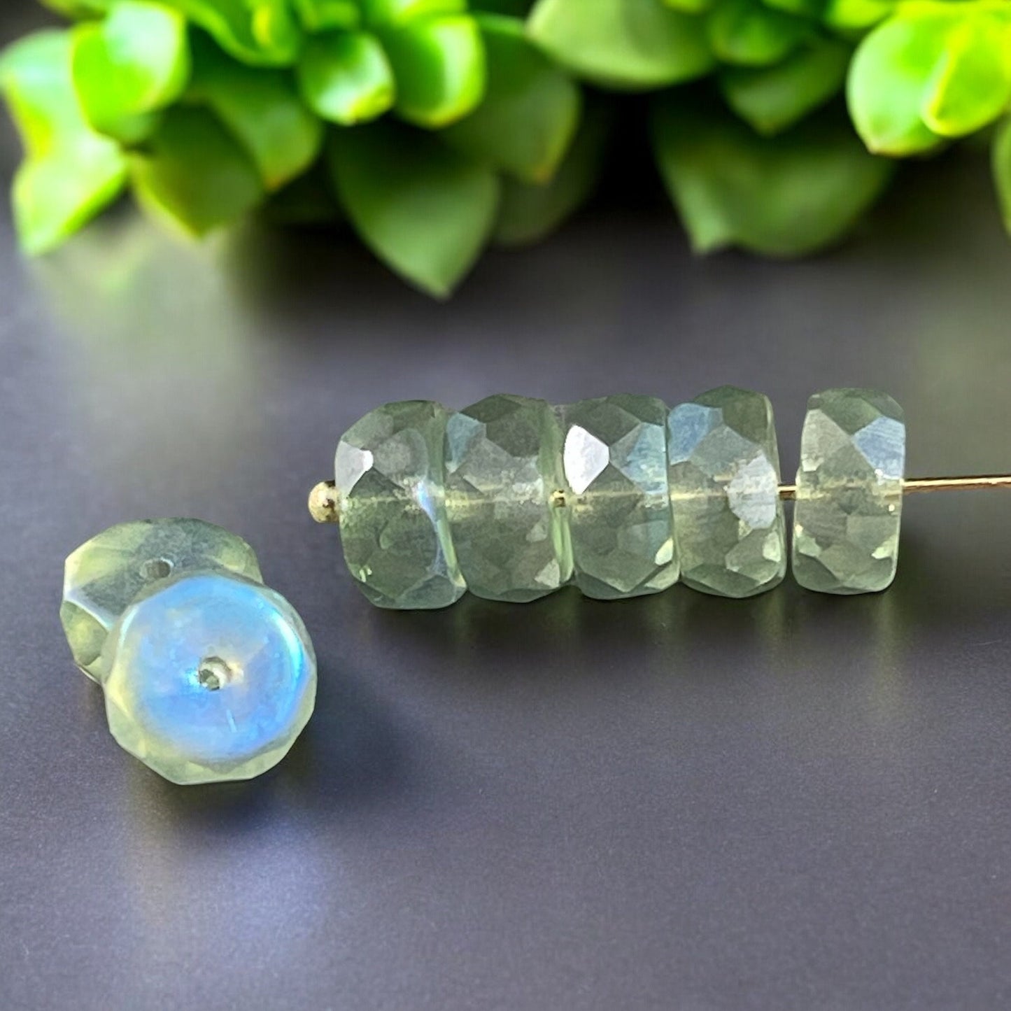 Czech Glass Beads - 6mm Honeydew Faceted Heishi Rondelle, Yellow Green with Luster and AB Finishes (FHE/N-1979) * Qty. 15