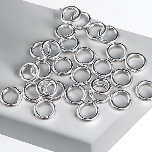 6mm Round Jump Rings, 18g Open, Silver Plated Brass (FMG/4861) * Qty. 100