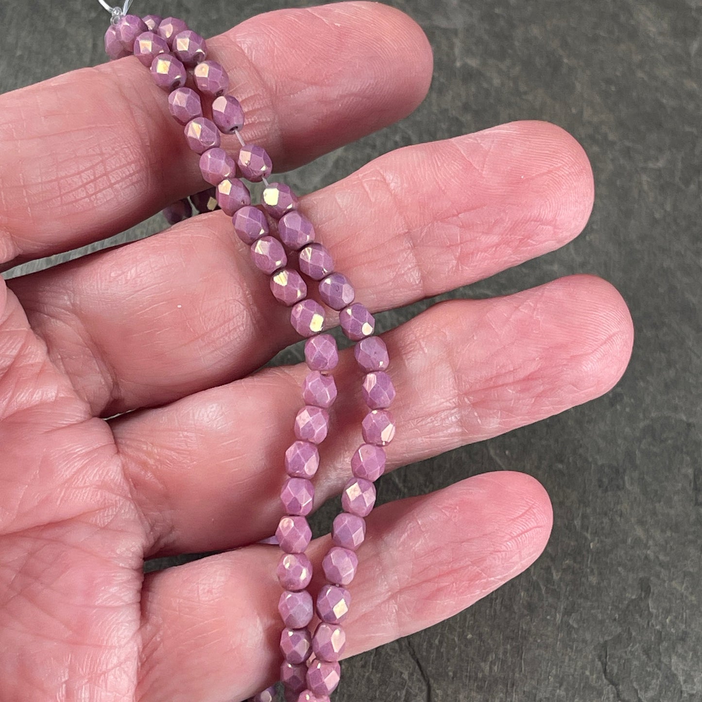Czech Glass Beads - Purple Hyacinth 4mm Faceted Round Glass Beads, Purple Picasso Luster Beads (FP4/N-121) * Qty. 50