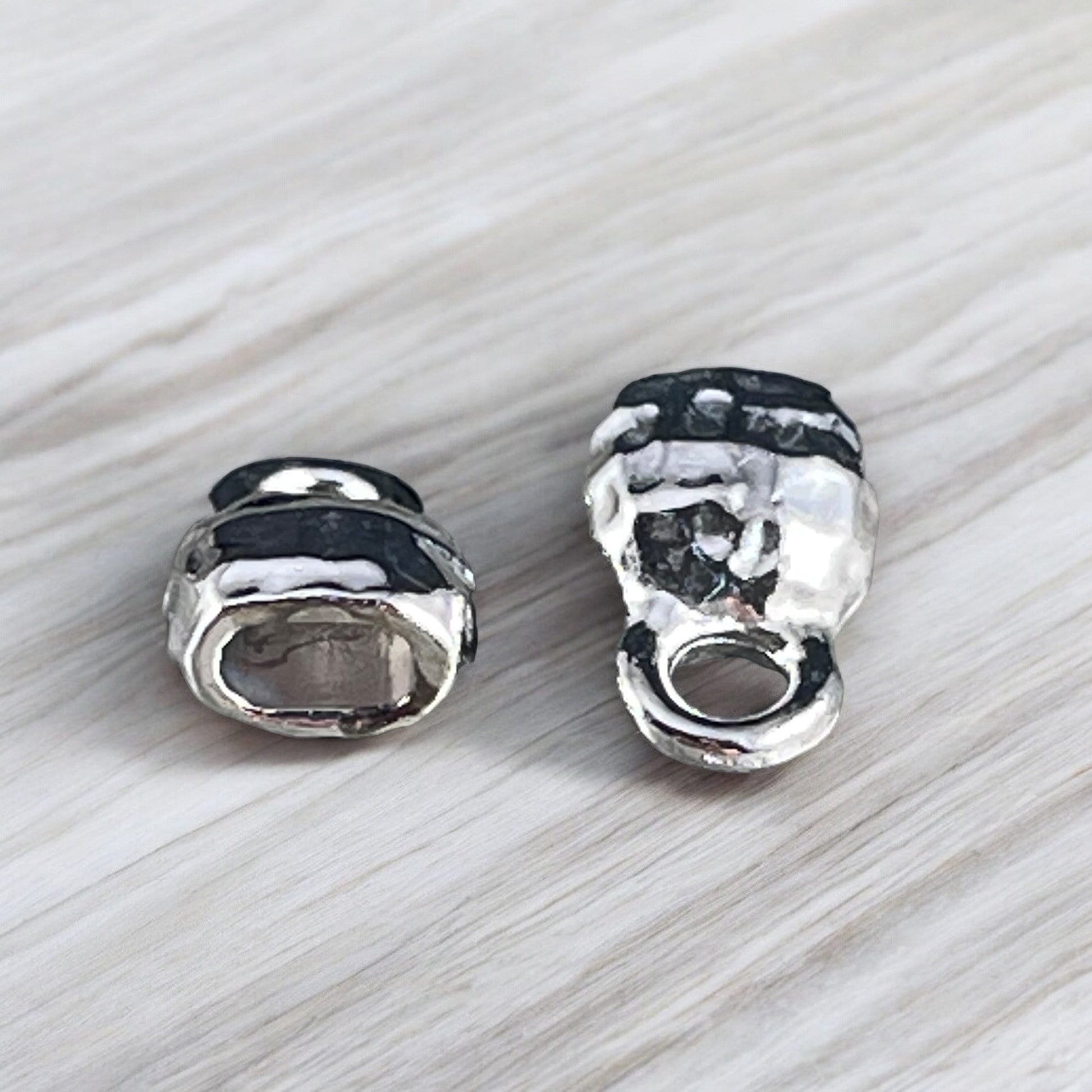 TierraCast Silver Crimpable End Caps, Hammered Texture End Caps for Leather Cord, White Bronze Plated (PF/923-28) * Qty. 4