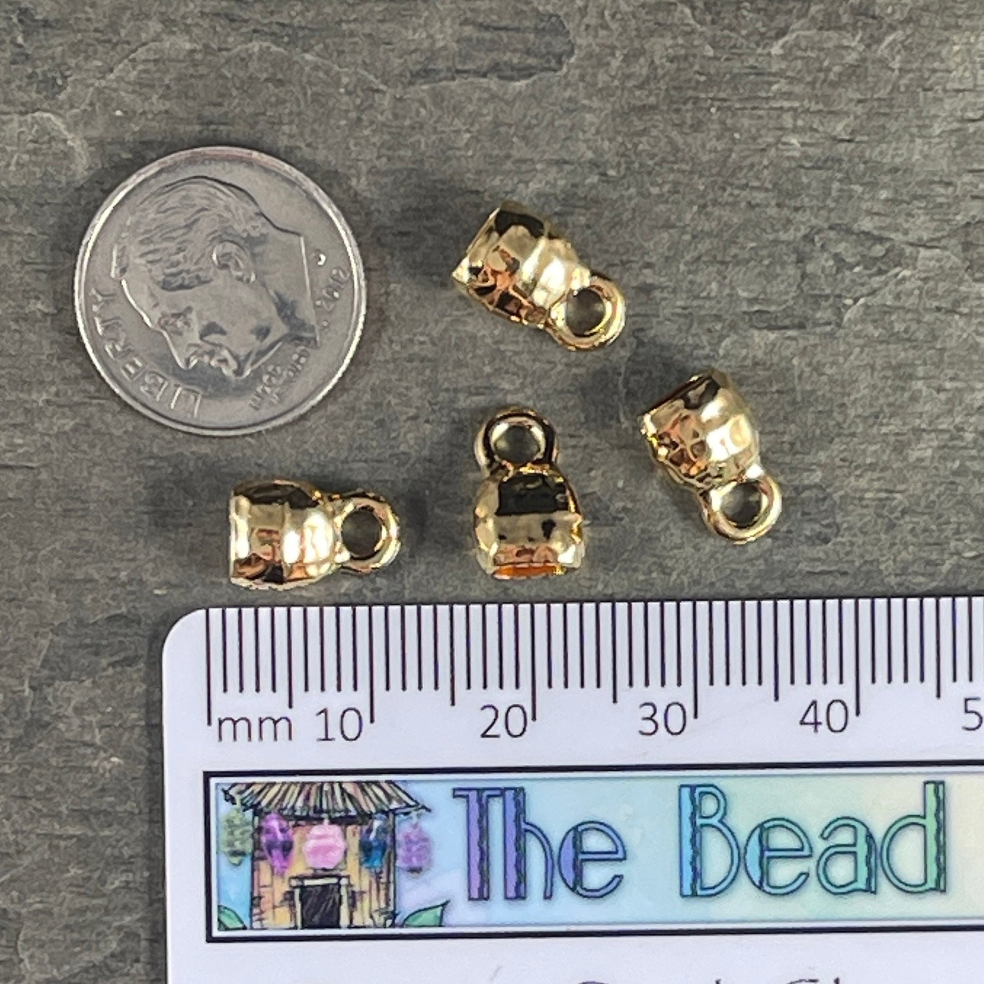 TierraCast Gold Crimpable End Caps, Hammered Texture End Caps for Leather Cord, 24k Gold Plated (PF/923-12) * BULK Bag - Qty. 20
