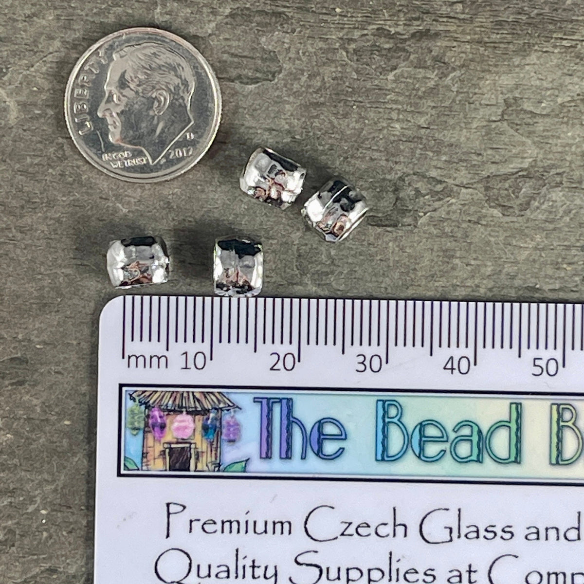 Silver Crimpable Bead, TierraCast Large Hole 4x2mm Barrel Bead, Distressed White Bronze Plated Beads (PF/881-28) * BULK Bag - 20 Beads