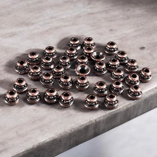 TierraCast Antiqued Copper Bead Caps, X-Small 3.5mm Beaded Caps, Tiny Cone Bead Caps (PF/792-87) * Qty. 50
