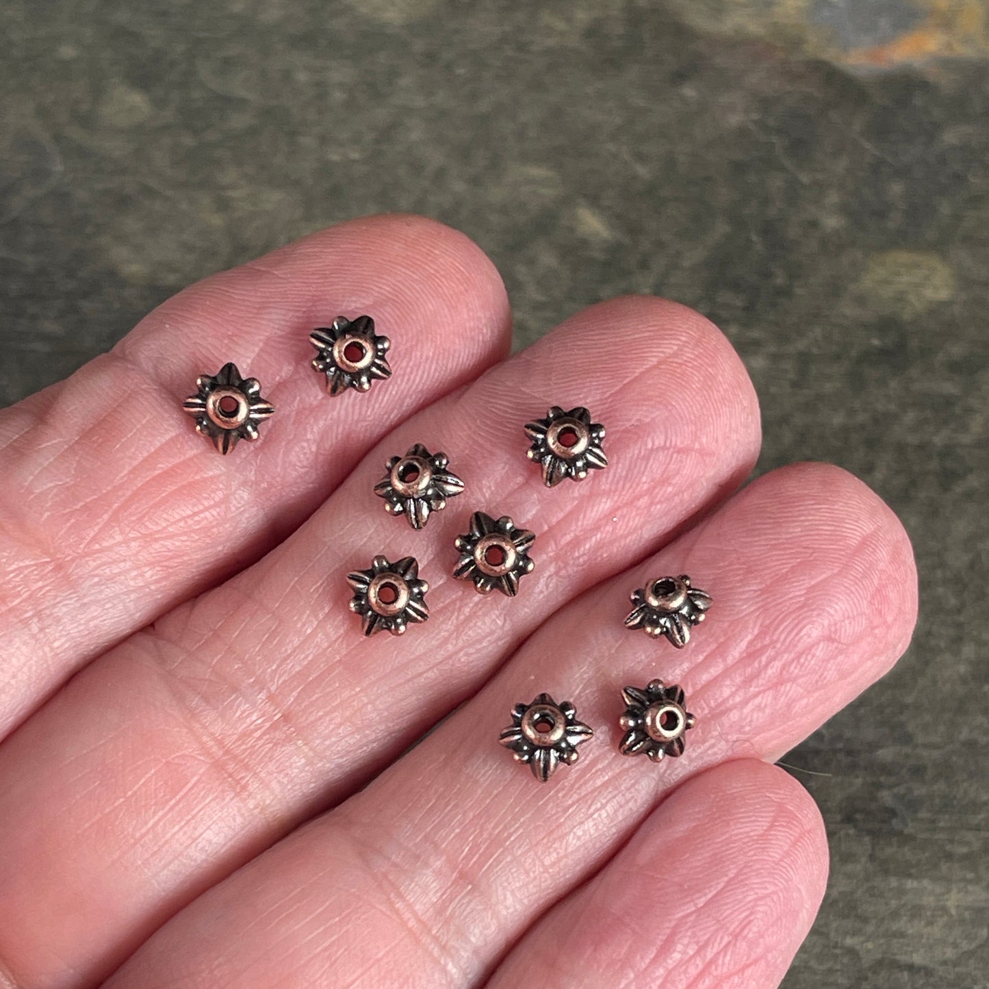 TierraCast 5mm Petal Bead Caps, Antiqued Copper Plated Pewter (PF/775-87) * Qty. 20