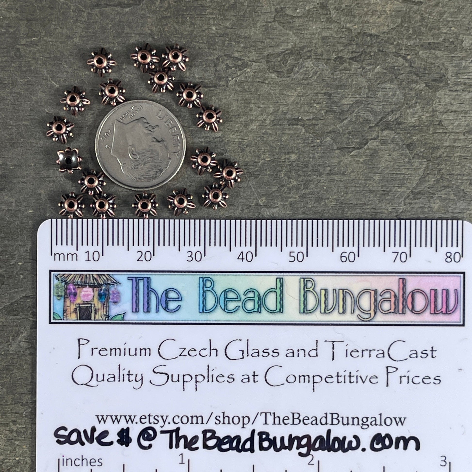 TierraCast 5mm Petal Bead Caps, Antiqued Copper Plated Pewter (PF/775-87) * Qty. 20