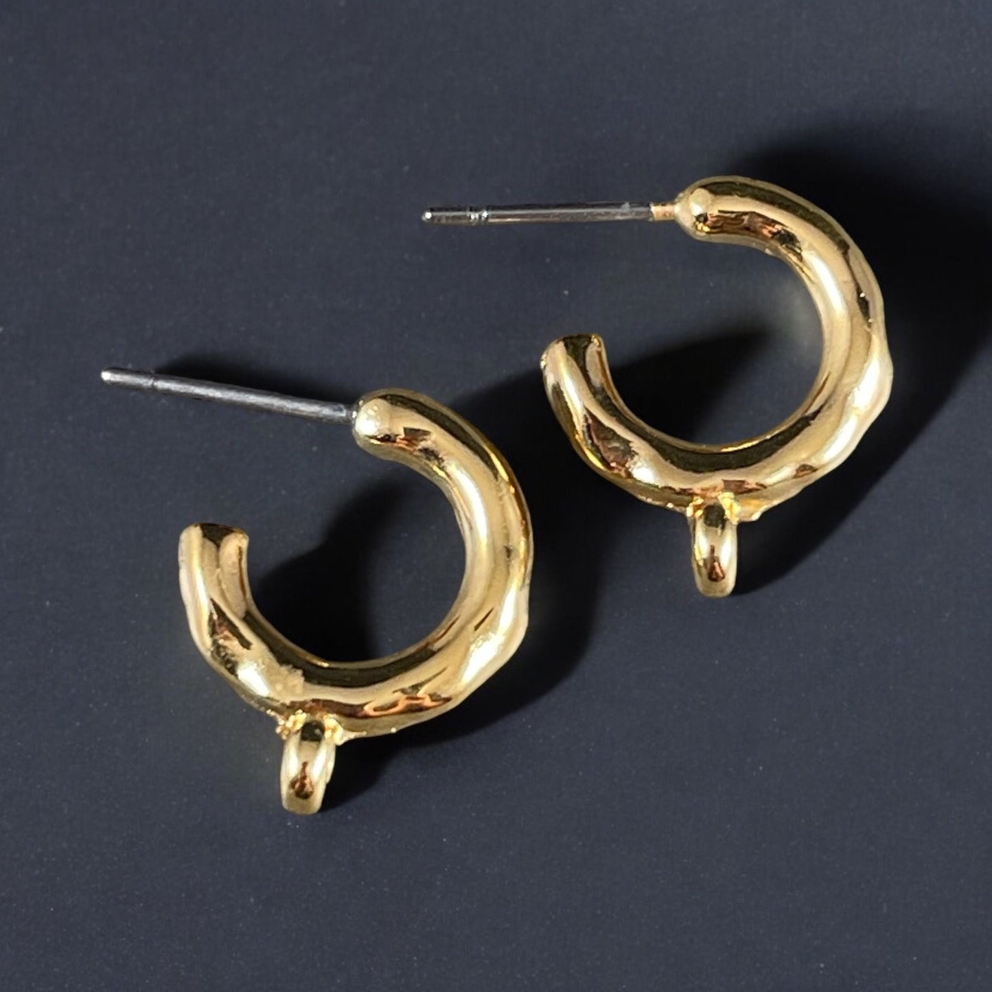 24k Gold Hoop Earring with Titanium Post, 16mm Hoop with 2mm Loop, Nickel Free (PF/13949-12) * Qty. 4