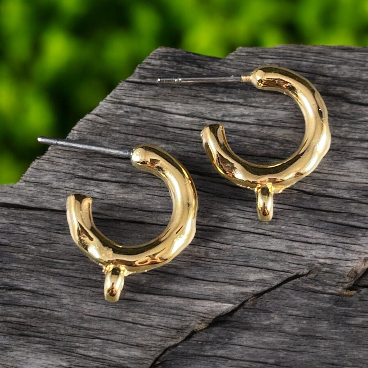 24k Gold Hoop Earring with Titanium Post, 16mm Hoop with 2mm Loop, Nickel Free (PF/13949-12) * Qty. 4
